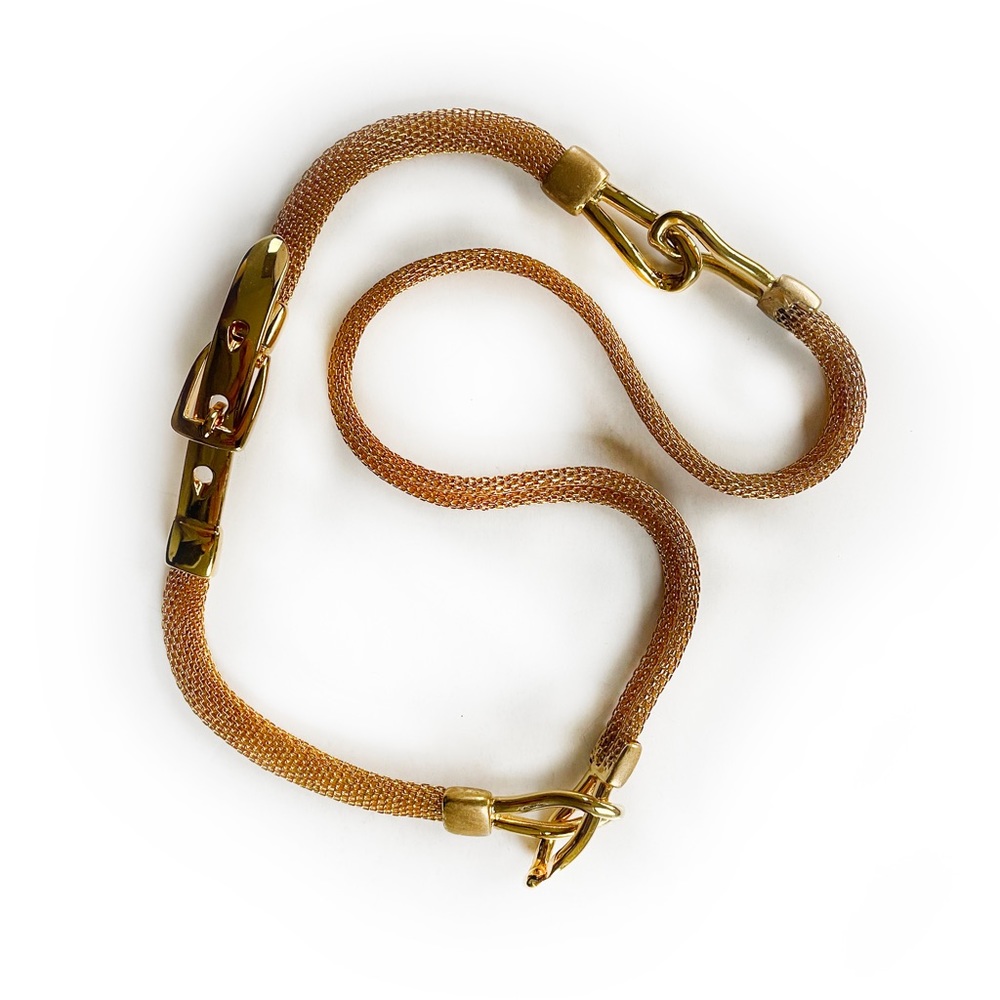 Vintage Gold Mesh Skinny Belt - 3 Hole Buckle
